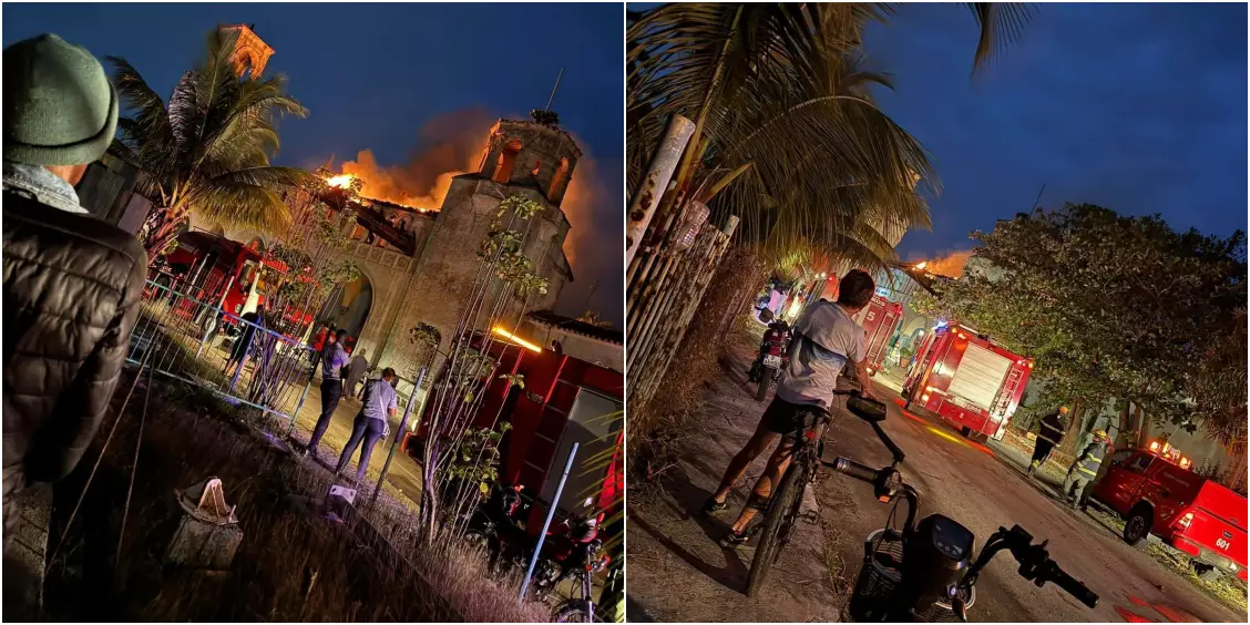 Incendio en el antiguo círculo social La Concha, en Playa, La Habana