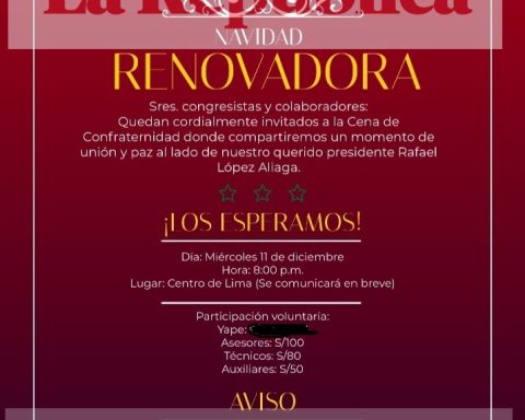 Renovación Popular organized a fellowship dinner and asked for payments to workers who attended