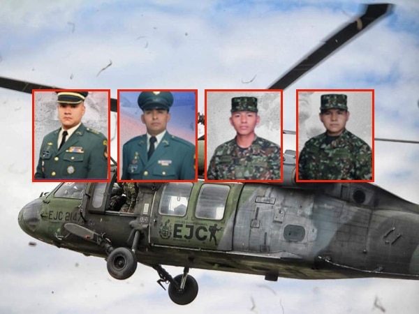 The identities of the soldiers who died while descending a rope from a helicopter in Antioquia