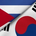 Las banderas de Cuba y Corea del Sur