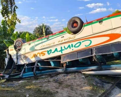 Bus with passengers collided with a highway buffalo and ended up overturned: at least 10 people were injured