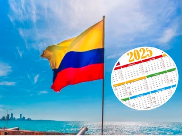 Calendario y bandera de Colombia.