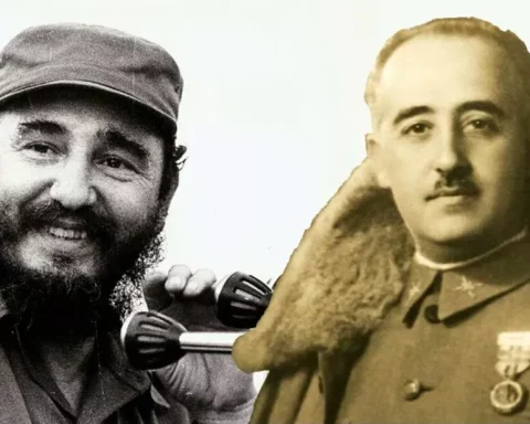 Los dictadores Fidel Castro y Francisco Franco