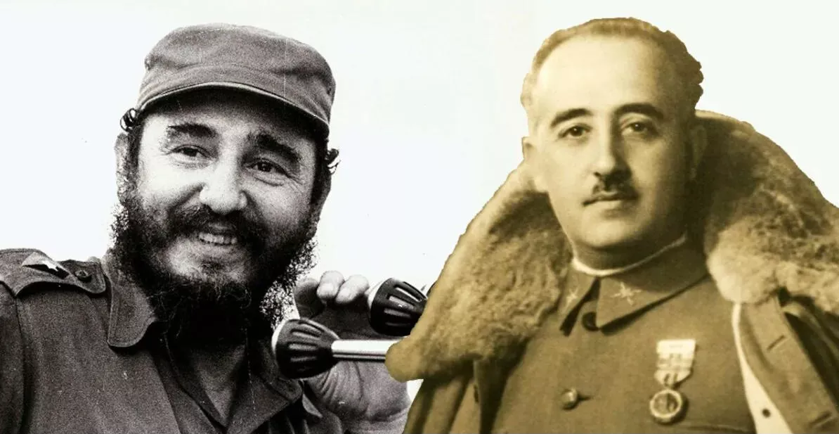 Los dictadores Fidel Castro y Francisco Franco