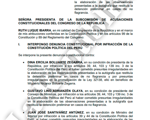 Dina Boluarte: they file a constitutional complaint against the president after not restoring the preliminary detention