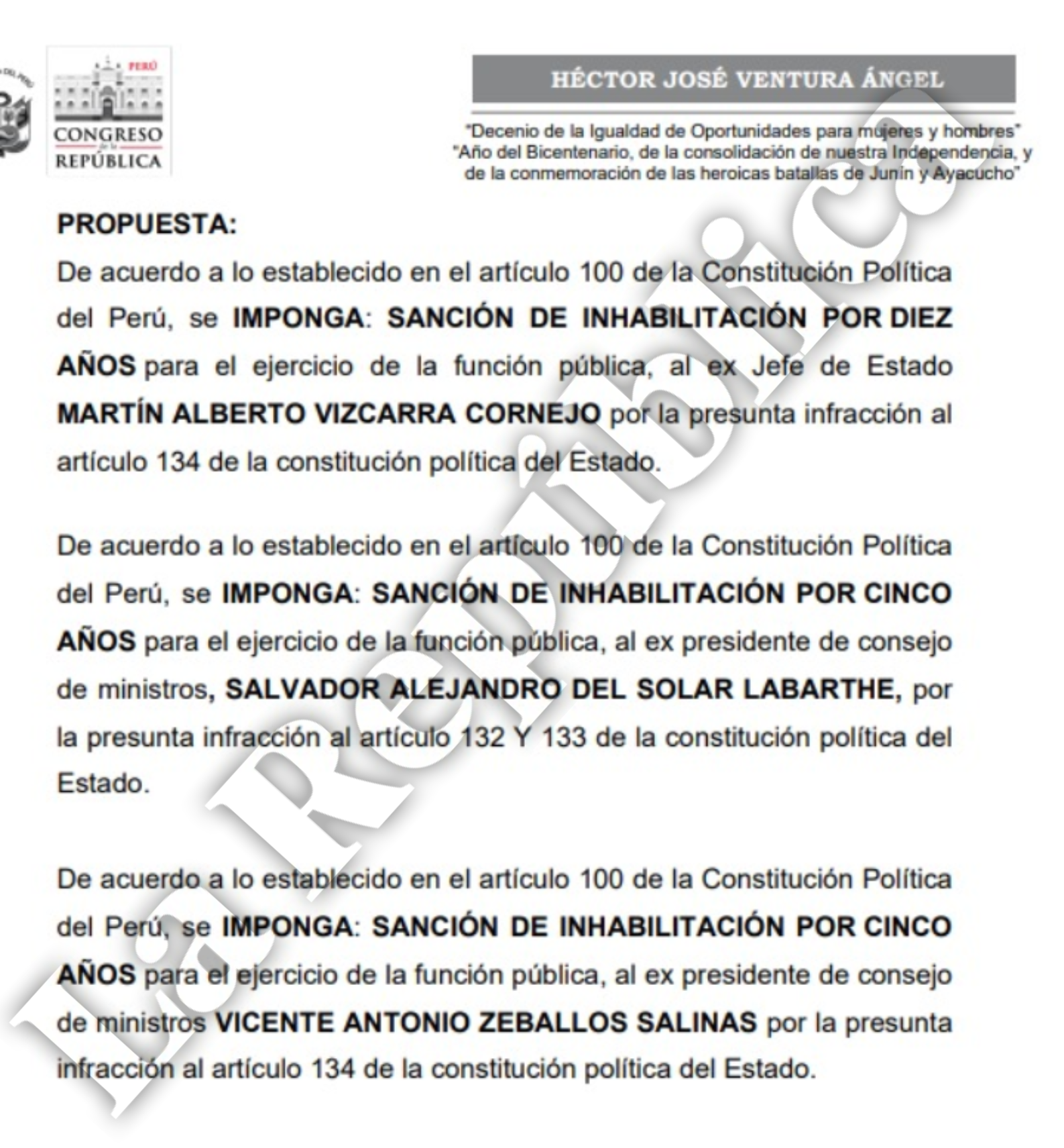 Martín Vizcarra and Salvador del Solar: Fujimori report proposes disqualifying them due to the dissolution of Congress