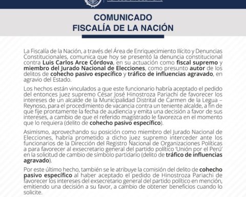 Prosecutor of the Nation files constitutional complaint against Luis Arce Córdova for influence peddling and passive bribery