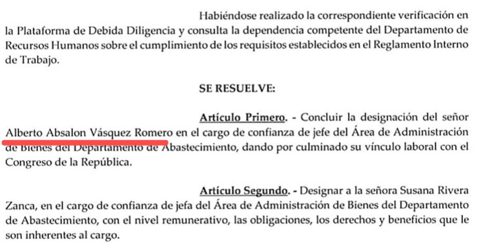 Purge of officials in Congress: Isabel Cajo's former boss is dismissed in the midst of the alleged prostitution ring case