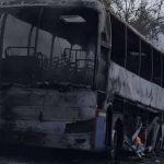 A bus with Czech tourists caught in collants caps