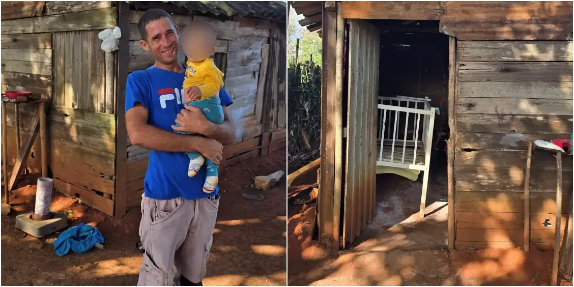 Benito y su bebé / La vivienda donde residen ambos actualmente