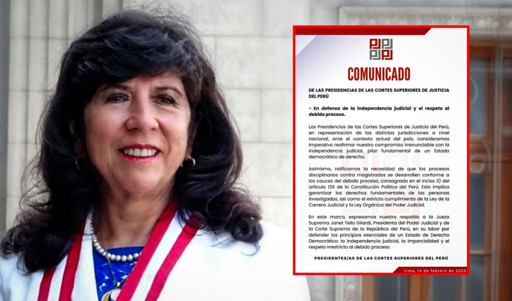 Janet Tello: Judges of the Superior Courts of Justice express their support for president of the PJ after attack against her