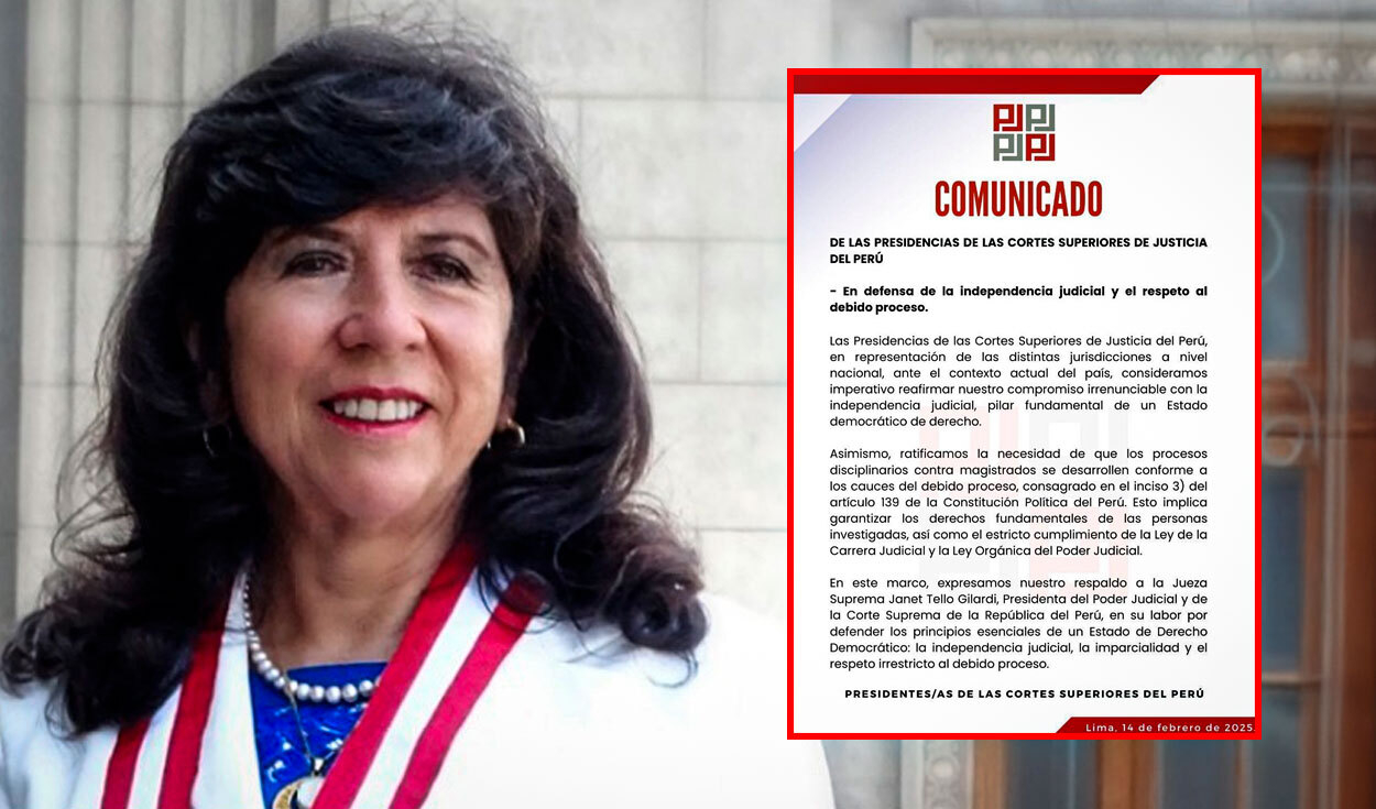 Janet Tello: Judges of the Superior Courts of Justice express their support for president of the PJ after attack against her