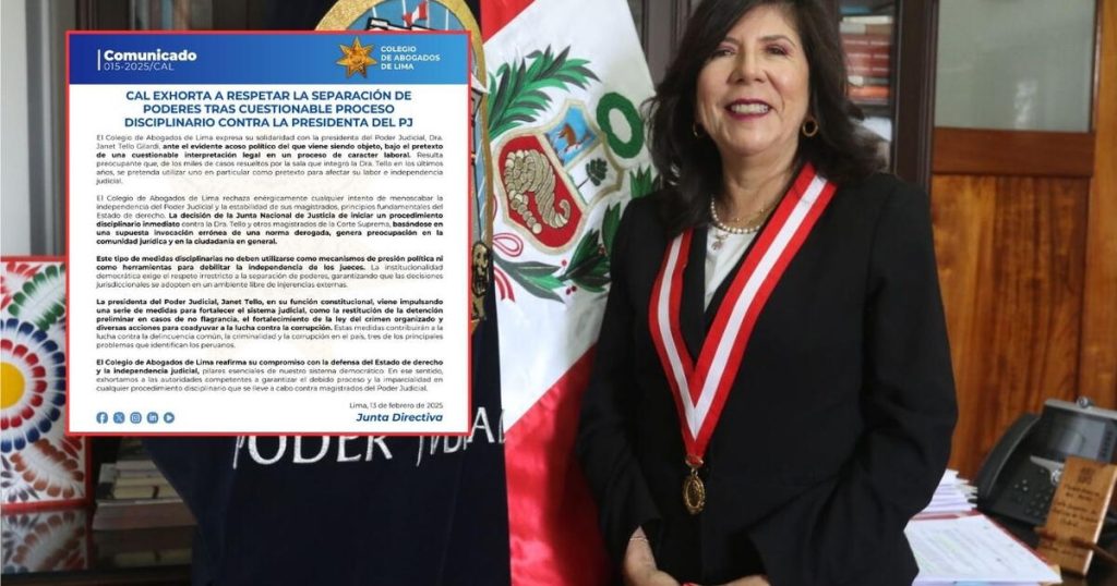 Janet Tello: Lima Bar Association warns about political harassment against the president of the Judiciary