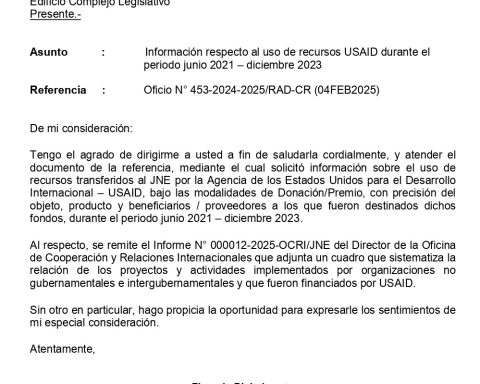 USAID: JNE and ONPE clarify Congressman Rosselli Amuruz who do not receive direct financing from this agency