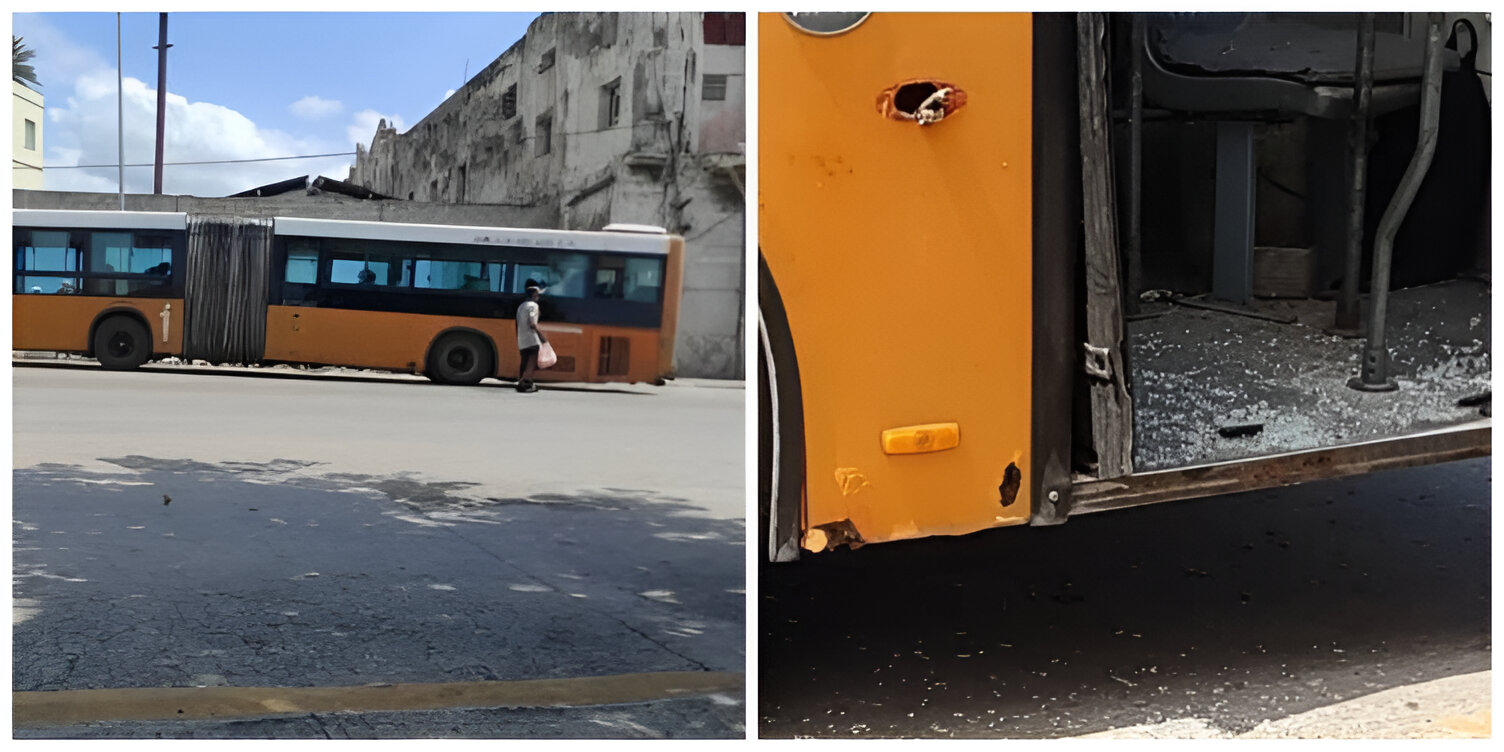 Ómnibus P9 vandalizado en La Habana
