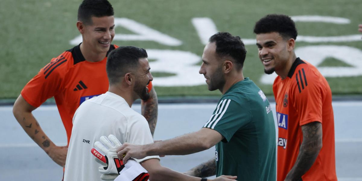 David Villa, along with James and Luis Díaz in Colombia's training