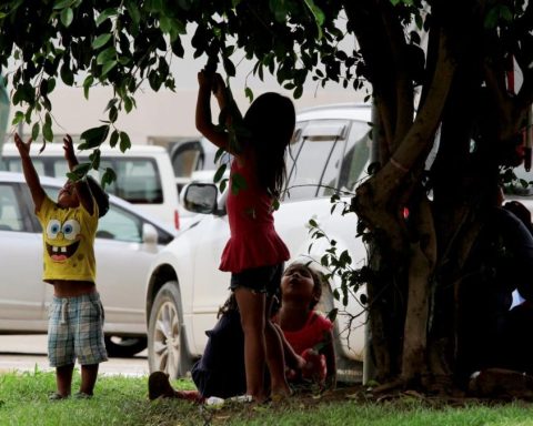 In view of all: children extend their hands in the streets instead of holding a pencil