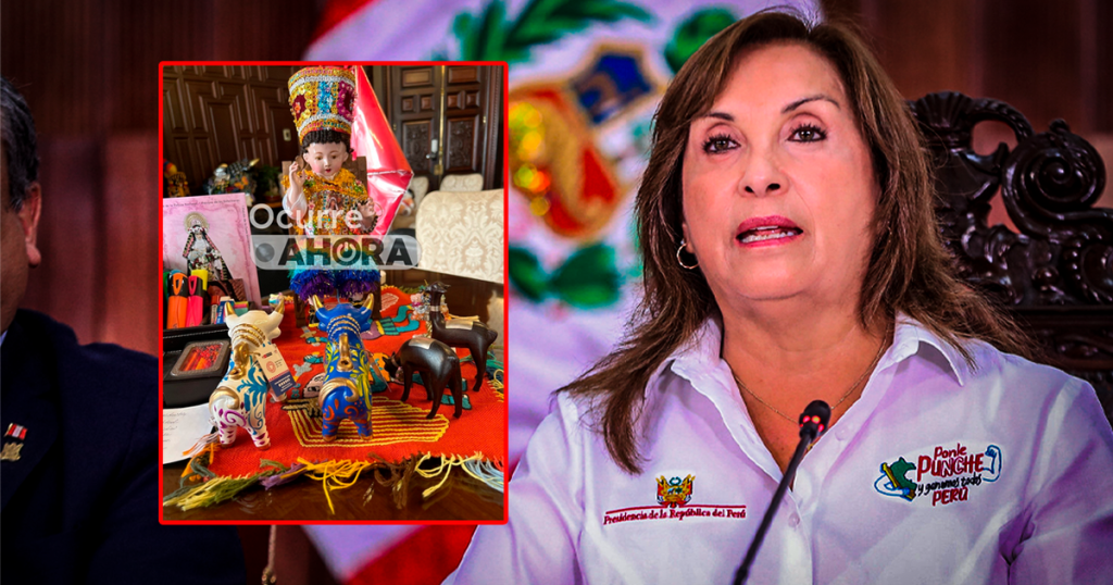 They reveal a new photo of Dina Boluarte's cell phone: Santo and prints sculpture fill their office