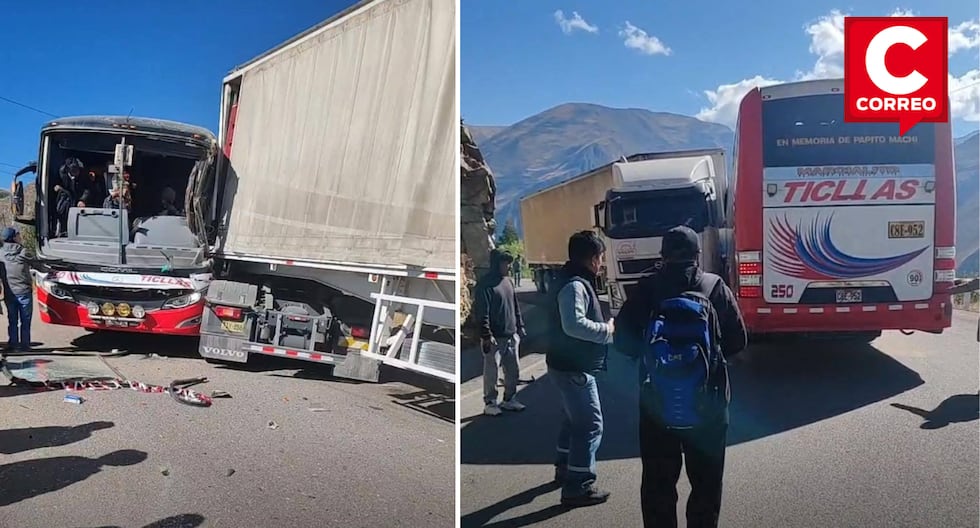 Bus clashes frontally with trailer on the Huancavelica - Huancayo road