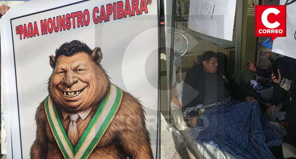 Mayor of El Tambo is the white protest with a donkey and “capibara” poster per millionaire debt