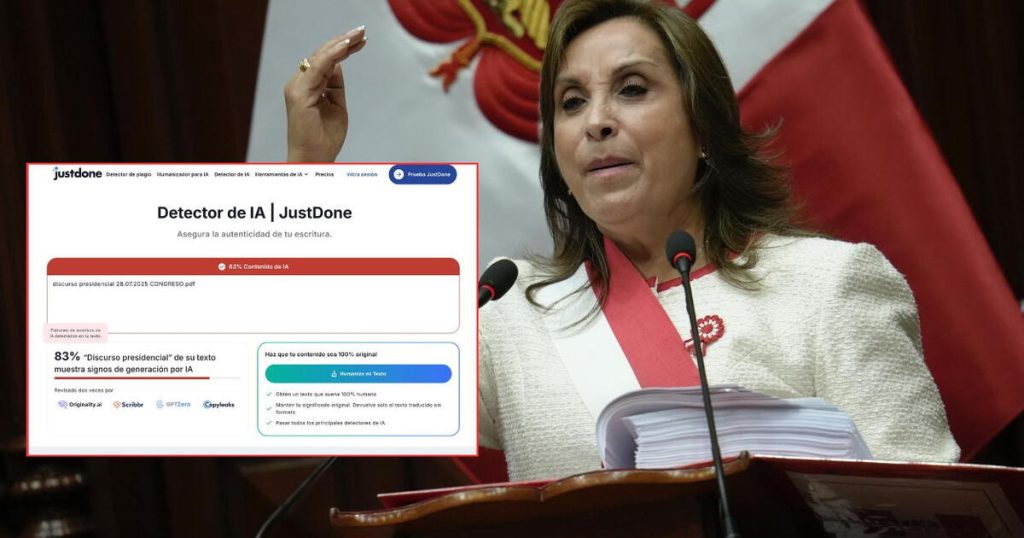 Message from Dina Boluarte was prepared with artificial intelligence, according to AI verifiers