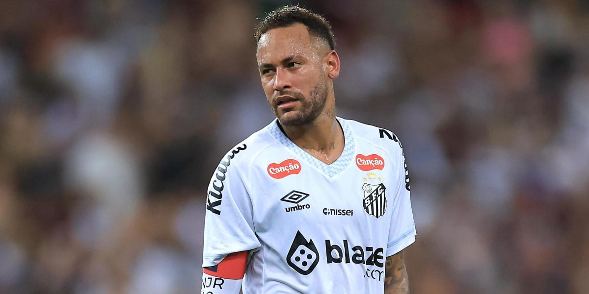 Neymar explies with a fan after a new defeat of Santos