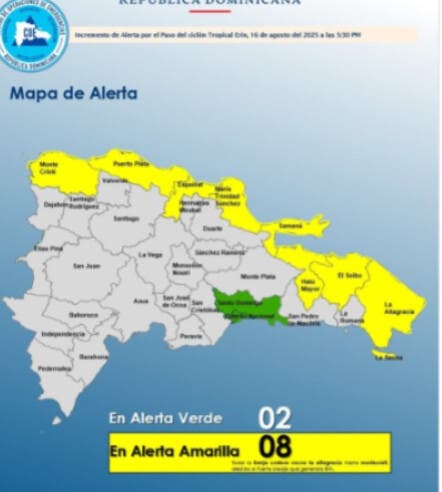 COE coloca 10 provincias en alerta por posibles  inundaciones ¿Cuáles son?