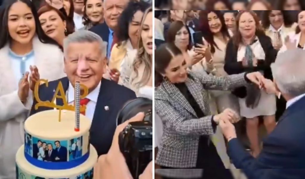 César Acuña Aplaza Press Conference to celebrate her birthday and dance with officials