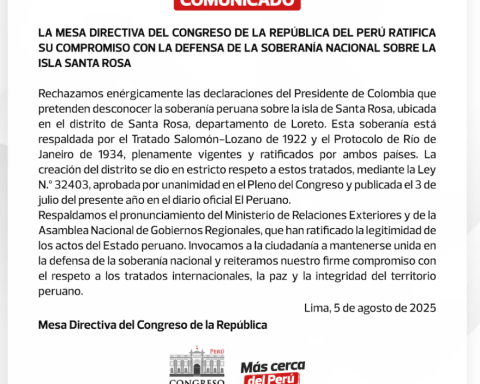 Congress Board of Directors rejects statements by Gustavo Petro: Santa Rosa is Peruvian sovereignty