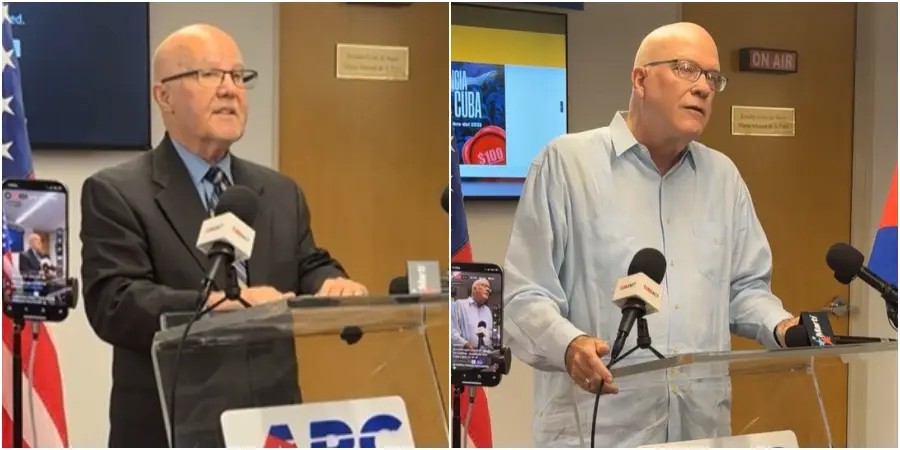 Luis Zúñiga y Orlando Gutiérrez-Boronat en conferencia de prensa para informar sobre el evento "Salvar a Cuba", este jueves