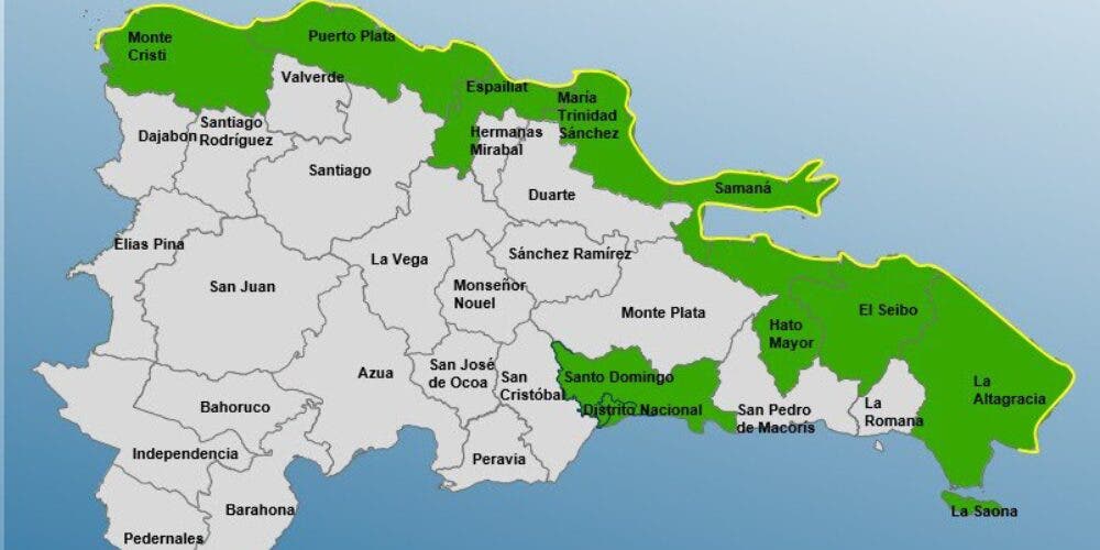 Gran Santo Domingo y otras provincias en alerta verde por paso de Erin