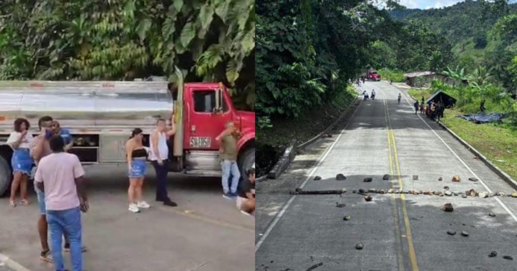 Indigenous block the Pan -American Way between Risaralda and Chocó