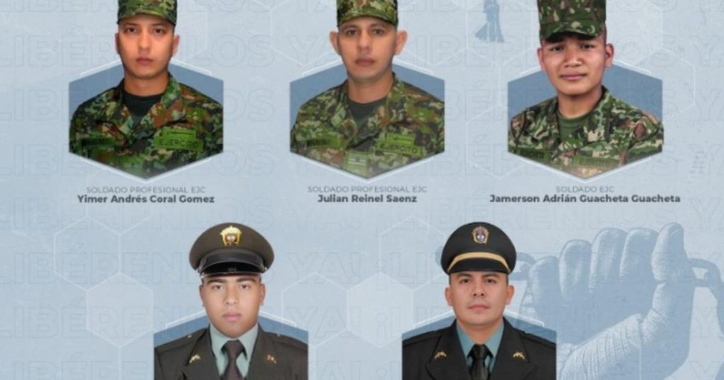These are the five soldiers and police who are still kidnapped by the ELN and the dissidents