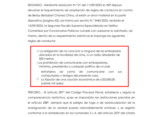 Betssy Chávez: Prosecutor's Office asks the Judiciary