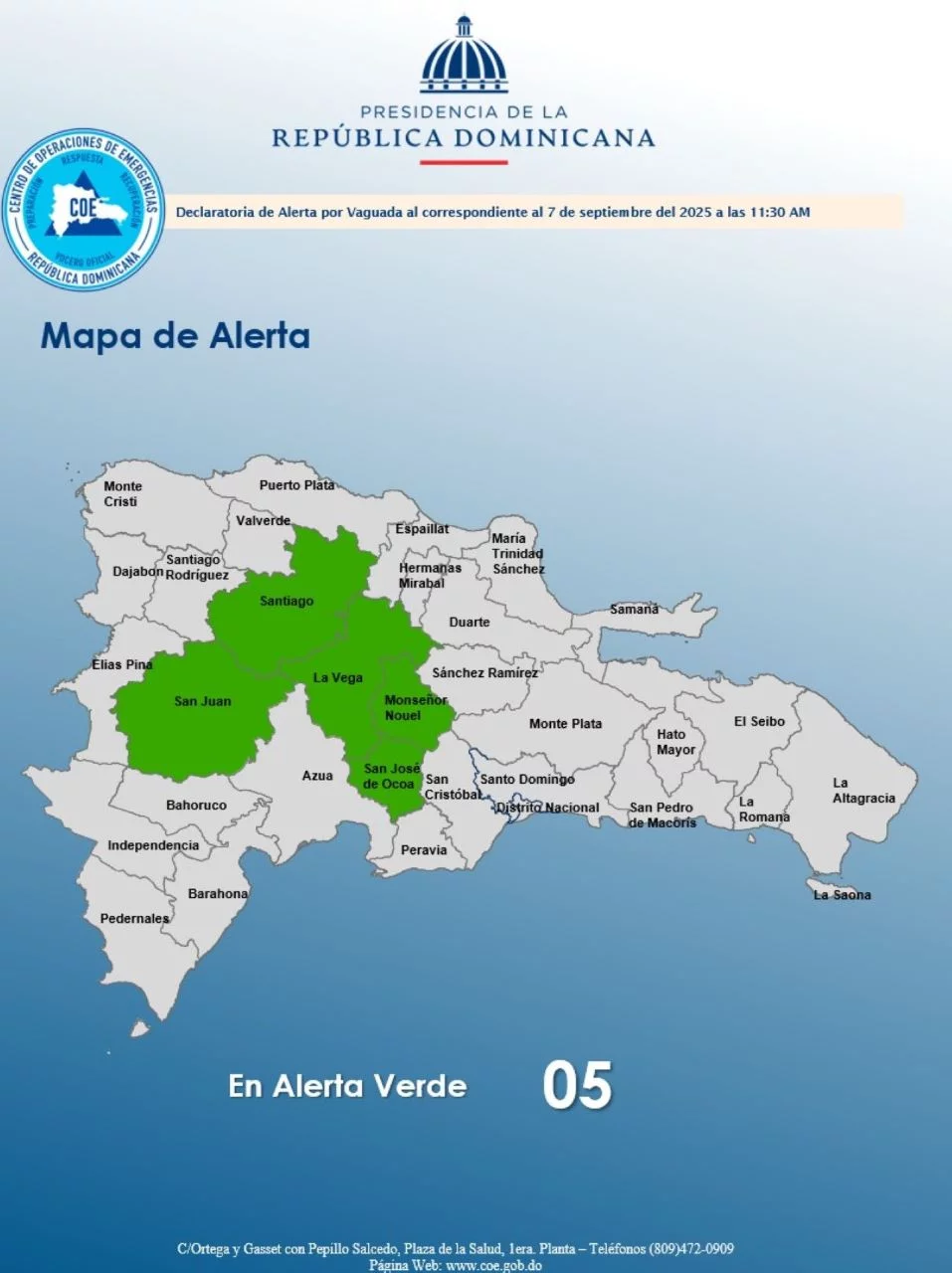 COE puts five provinces on a green alert for trough