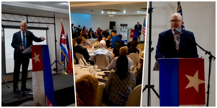 Mario Díaz-Balart y Orlando Gutiérrez-Boronat durante la conferencia "Salvar a Cuba"