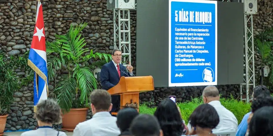 Bruno Rodríguez Parrilla durante la presentación del informe sobre los supuestos efectos del embargo de Estados Unidos este miércoles