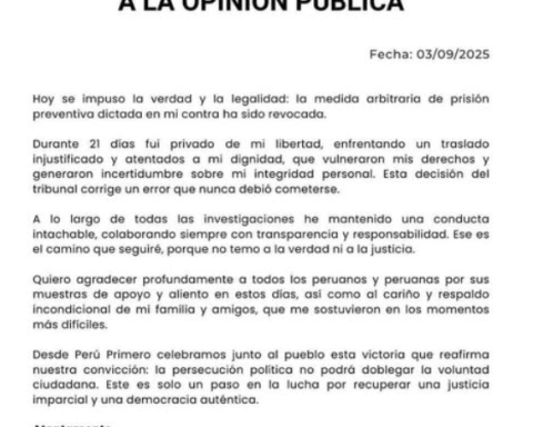 Martín Vizcarra is pronounced after his release: "This decision corrects an error that should never be committed"