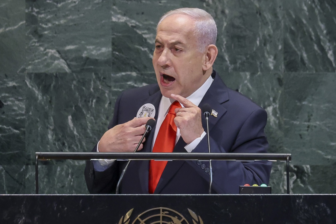 Netanyahu defends his offensive against Gaza in the UN for an almost empty assembly in protest