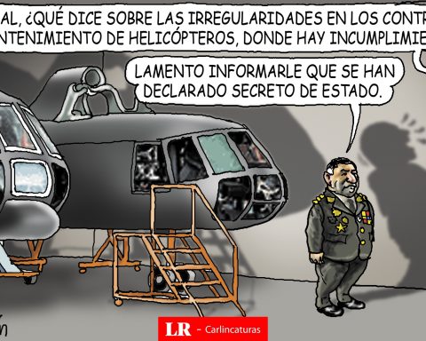 Secrets of State?: Carlincatura satirizes the questions to maintenance contracts to combat helicopters