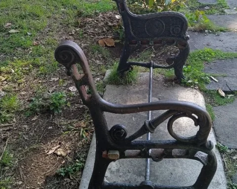 Un banco en el Parque de la Fraternidad