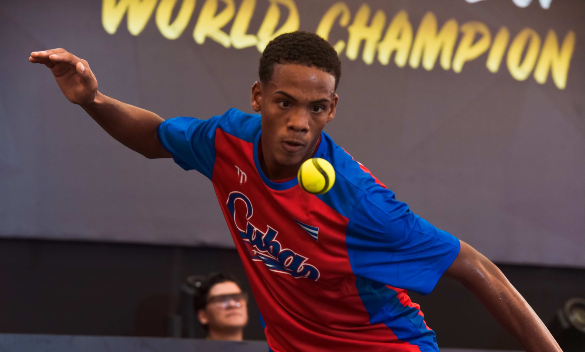 Two Cuba lunge at the beginning of the Baseball5 Youth World Cup