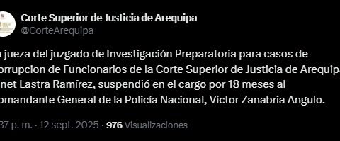 Victor Zanabria: Judicial Branch approves suspension of 18 months against the general commander of the PNP