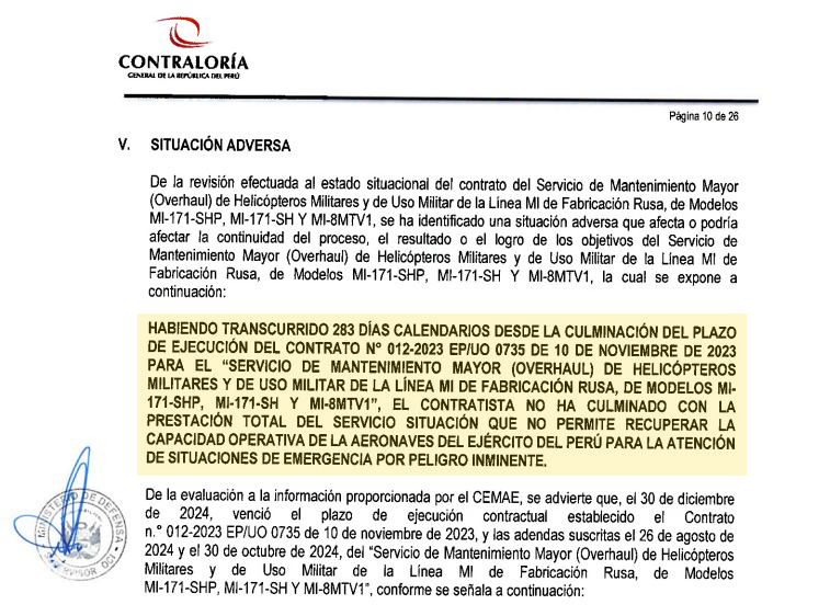 Millennium Veladi | Comptroller's Office | CGR | Army Aeronautical Maintenance Center | CEMAE | Peruvian army