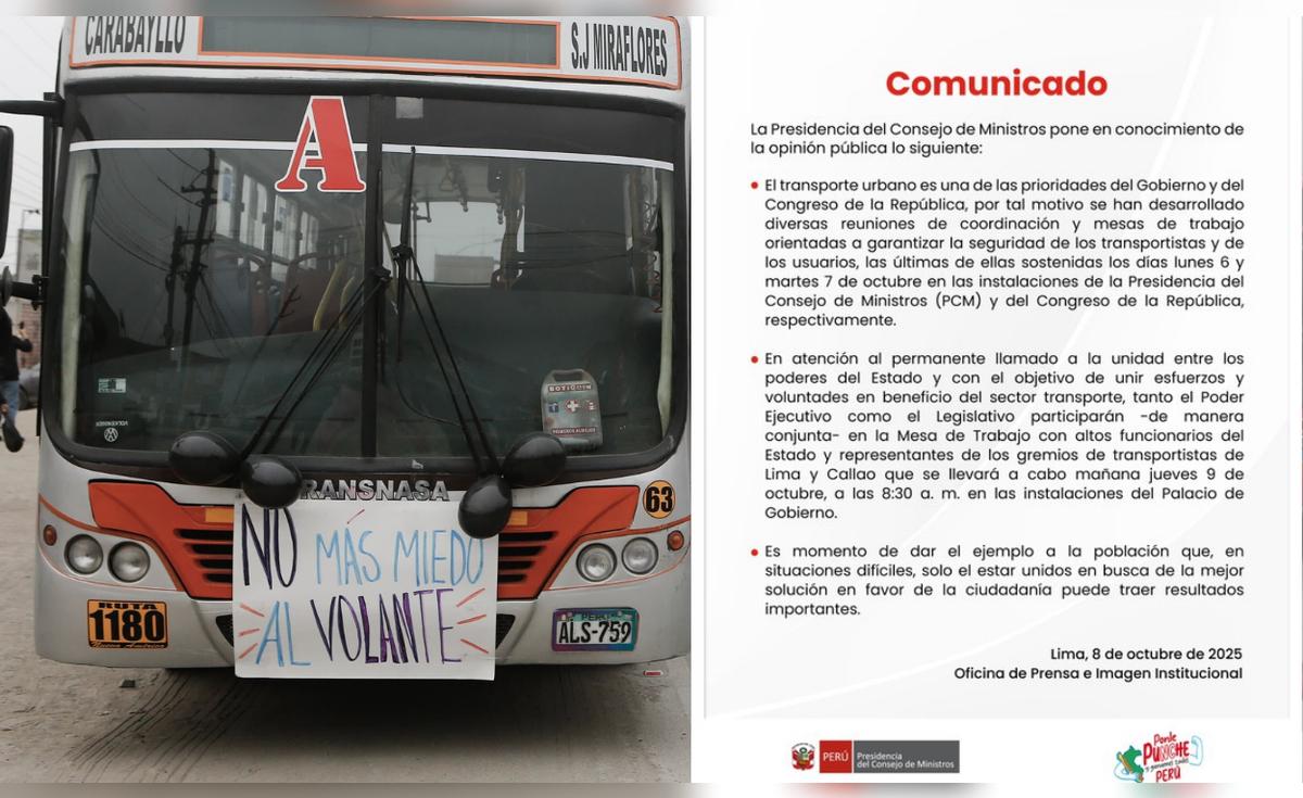 Congress and Government of Boluarte will meet with transport unions this Thursday, October 9