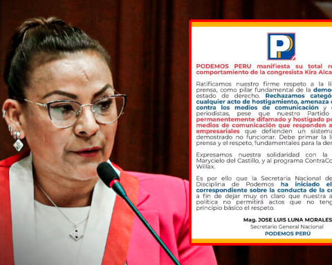 Congressman Kira Alcarraz will be investigated by Podemos Peru after verbal aggression to journalist