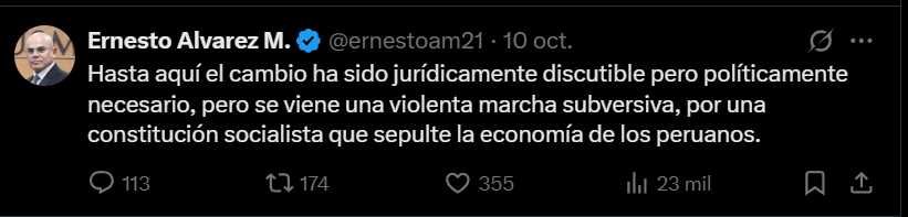 Ernesto Álvarez, José Jerí's prime minister, criminalized the march of Generation Z: "It is a subversive attempt"