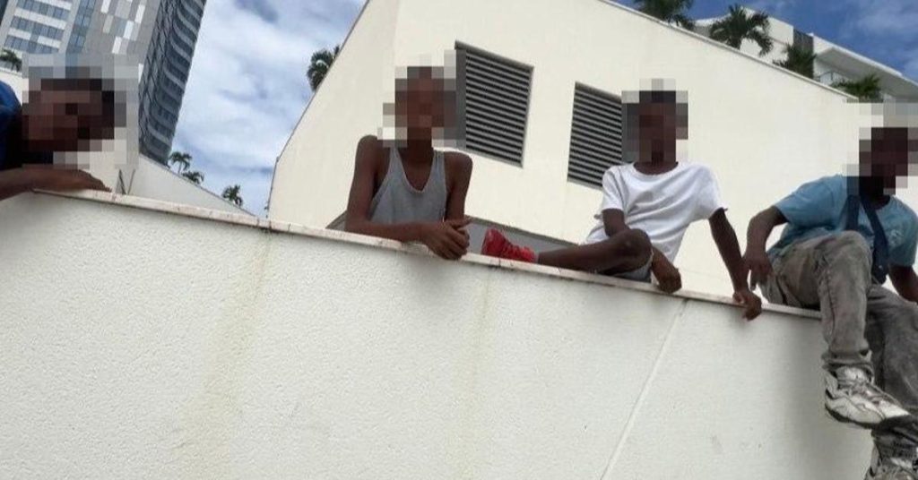 Four street children survive in the basement of the largest dollar supermarket in Havana