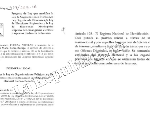 Fuerza Popular modified the rule so that Reniec can display the electoral roll on the internet