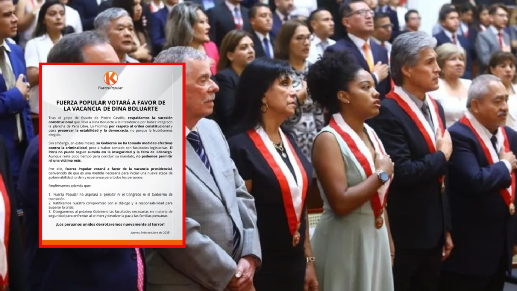 Fuerza Popular will vote in favor of the vacancy against Dina Boluarte